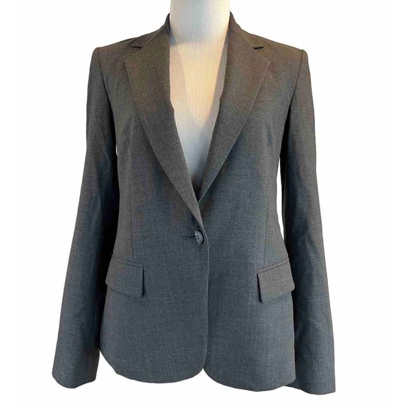Theory Gray Wool Blend Lined Blazer Size 4 - Picture 1 of 6